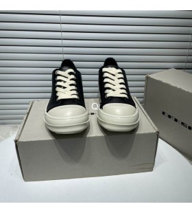 Rick Owens SS25 Hollywood Nízké Tenisky V Černé/Mléko/Mléka Full Grain Telecí Kůže