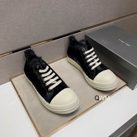 Rick Owens Ponyhair Lave Sneakers I Sort/Mælk