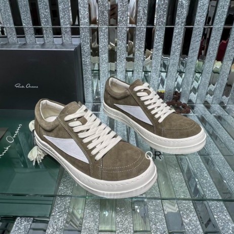 Rick Owens FW25 Concordians Vintage Sneakers I Støv/Mælk/Mælk Nubuck Og Ruskind Læder