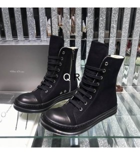 Rick Owens Drkshdw SS25 Hollywood Sneakers I Sort Bomuld Lærred