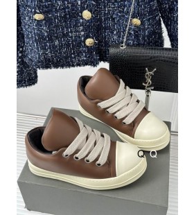 Rick Owens SS25 Hollywood Bane Jumbo Blonder Puffer Lave Sneakers I Brun/M&Atilde;&brvbar;lk/M&Atilde;&brvbar;lk Metallisk Peached Lambkin