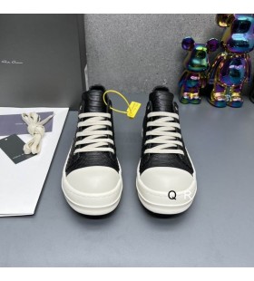 Rick Owens Ramones Python L&Atilde;&brvbar;der Lave Sneakers I Sort/M&Atilde;&brvbar;lk