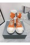 Rick Owens Drkshdw SS25 Hollywood Abstracte Sneakers In Orange/Melk/Melk Katoen Canvas