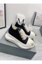 Rick Owens Drkshdw SS25 Hollywood Jumbo Veters Abstracte Lage Sneakers In Zwart/Melk/Overdyed Denim
