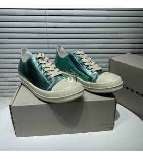 Rick Owens SS25 Hollywood Lage Sneakers In Groen/Melk/Melk volnerf kalfsleer