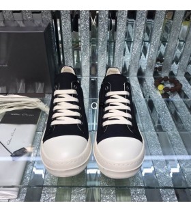 Rick Owens SS25 Hollywood Lage Sneakers In Zwart/Melk/Overdyed Denim