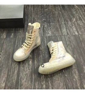 Rick Owens Biege Transparante Lederen Sneakers