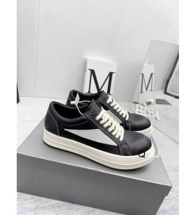 Rick Owens SS25 Hollywood Vintage Sneakers In Zwart/Melk/Melk volnerf kalfsleer En Su&Atilde;&uml;de, Velours