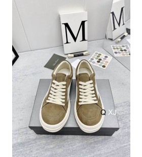 Rick Owens SS25 Hollywood Vintage Sneakers In Stof/Melk/Melk Velours Suede En Full Grain kalfsleer