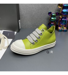 Rick Owens FW25 Concordians Jumbo Lace Sneakers In het Gras Groen/Melk/Melk volnerf rundleer