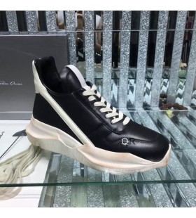 Rick Owens Ss25 Hollywood Geth Runner Musta/Maitoa Full Grain Calf Nahka Lenkkarit