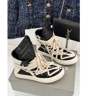 Rick Owens Drkshdw SS25 Hollywood Hexa Lenkkarit Musta/Helmi/Maito/Maito Full Grain Calf Nahka