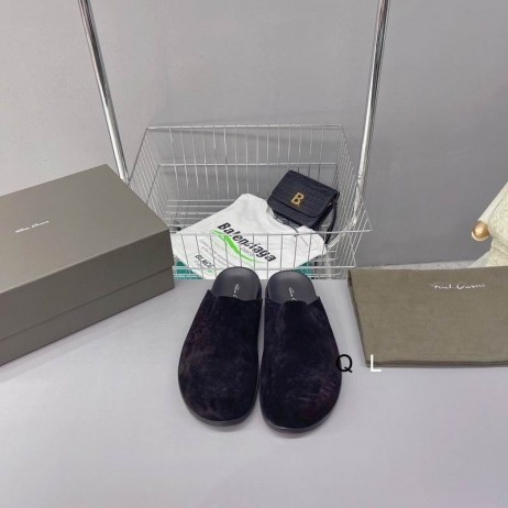 Rick Owens Ss25 Hollywood Mule Granola En Velours Noir En Daim