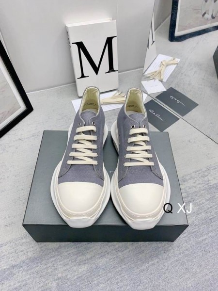 Rick Owens Drkshdw SS25 Hollywood Résumé Baskets Basses En Gris/Lait/jean Overdyed