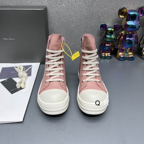 Rick Owens Ramones Chaussures De Sport Rose/Lait De La Mousse De Cuir