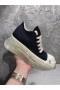 Rick Owens Drkshdw SS25 Hollywood Résumé Faible des chaussures De sport Noir/Lait/Lait en jean Overdyed Et Transparent Semelle extérieure en Caoutchouc