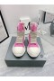Rick Owens Drkshdw SS25 Hollywood Jumbo Lacets Résumé des chaussures De sport Rose/Lait/Lait en Toile de Coton