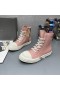 Rick Owens Ramones Chaussures De Sport Rose/Lait De La Mousse De Cuir