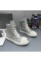 Rick Owens Ramones Baskets Gris/Lait De La Mousse De Cuir