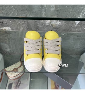Rick Owens SS25 Hollywood Piste Jumbo Dentelle Pompe Basse chaussures De sport Jaune/Lait/Lait M&Atilde;&copy;tallique Peached Agneau
