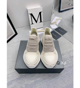 Rick Owens Drkshdw SS25 Hollywood Jumbo Lacets R&Atilde;&copy;sum&Atilde;&copy; Faible chaussures De sport de Lait/Lait/jean Overdyed