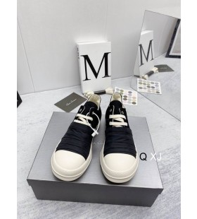 Rick Owens Drkshdw SS25 Envelopper Faible des chaussures De sport Noir/Lait/jean Overdyed