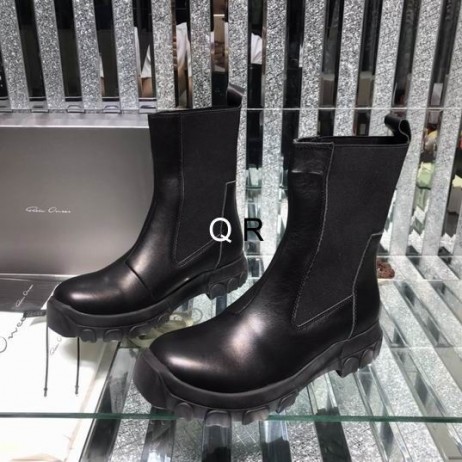 Rick Owens Ss25 Hollywood-Beatle Bozo Traktoren In Schwarz/Schwarz Greywolf Nubuk Stiefel