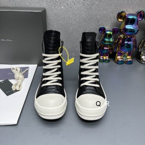 Rick Owens Ramones Python Leder-Sneakers In Schwarz/Milch