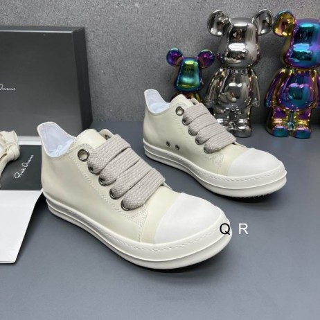 Rick Owens FW25 Concordians Jumbo-Lace Sneakers In Milch/Milch/Milch-Full-Grain Kuh Leder