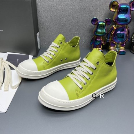 Rick Owens FW25 Concordians Sneakers In Gras-Grün/Milch/Milch-Full-Grain Kuh Leder