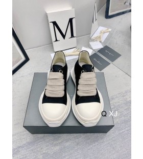 Rick Owens Drkshdw SS25 Hollywood Jumbo Schnürsenkel, Abstrakt, Niedrige Sneaker In Schwarz/Milch/Overdyed Denim