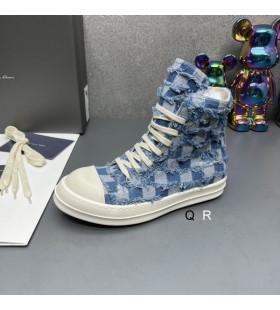 Rick Owens Drkshdw Checkerboard Sneakers In Hellblau/Denim Overdyed