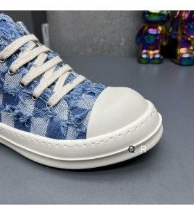 Rick Owens Drkshdw Schachbrettmuster Niedrigen Sneakers In Hellblau/Denim Overdyed