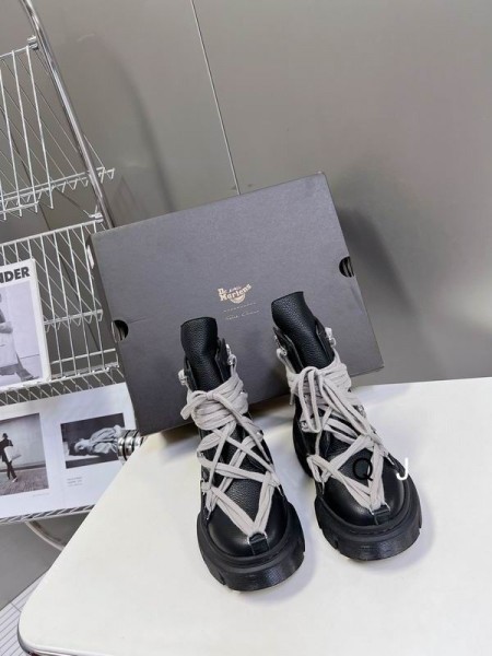 Rick Owens Ss25 Hollywood Megalaced Mega Τρακτέρ Σε Μαύρο/Μαύρο Πλυμένο Μοσχάρι Μπότες