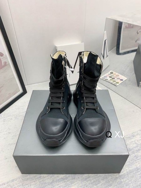 Rick Owens Drkshdw SS25 Hollywood Περίληψη Αθλητικά παπούτσια Σε Όλα Μαύρο Καμβά Βαμβακιού