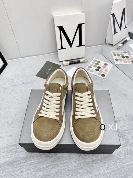 Rick Owens SS25 Hollywood Εκλεκτής ποιότητας Παπούτσια Σε Σκόνη/Γάλα/Γάλα Βελούδο, Σουέτ Και Πλήρη Κόκκους Δέρμα Μοσχαριού