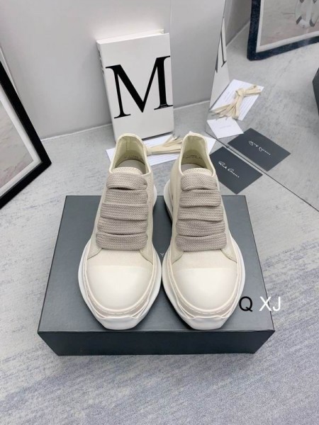 Rick Owens Drkshdw SS25 Hollywood Jumbo Κορδόνια Αφηρημένη Χαμηλά Αθλητικά παπούτσια Σε Γάλα/Γάλα/Overdyed Τζιν