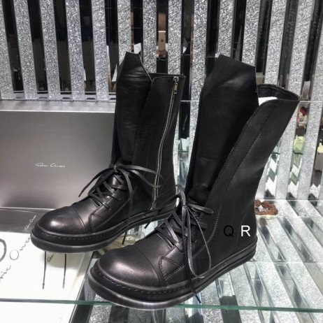 Rick Owens Δέρμα Υψηλής Μπότες Σε Μαύρο