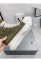 Rick Owens Drkshdw SS25 Hollywood Jumbo Κορδόνια Περίληψη Αθλητικά παπούτσια Σε Χακί Πράσινο/Γάλα/Γάλα Βαμβακιού Καμβά