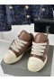 Rick Owens SS25 Hollywood Διάδρομο Jumbo Δαντέλα Puffer Χαμηλά Sneakers Καφέ/Γάλα/Γάλα, Μεταλλικό Peached μου αρνάκι