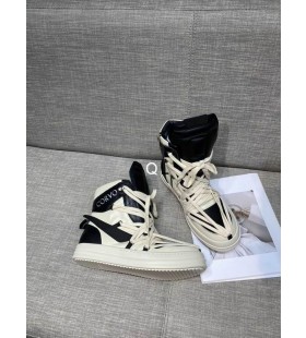 Rick Owens Ανεστραμμένο Τρίγωνο Δέρματος Υψηλά Τοπ Μαύρο/Λευκό Παπούτσια