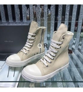 Rick Owens Drkshdw SS25 Hollywood Αθλητικά παπούτσια Σε Περγαμηνή/Γάλα/Γάλα Βαμβακιού Καμβά